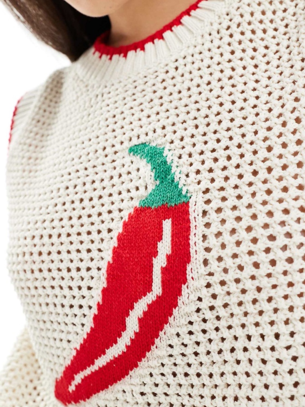 NWOT ASOS Sweater Knit Top in Chili Print - Picture 4 of 7